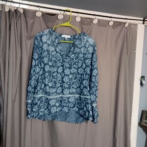 Chic Paisley Blue Blouse for Women From Fourteenth Place Size Large